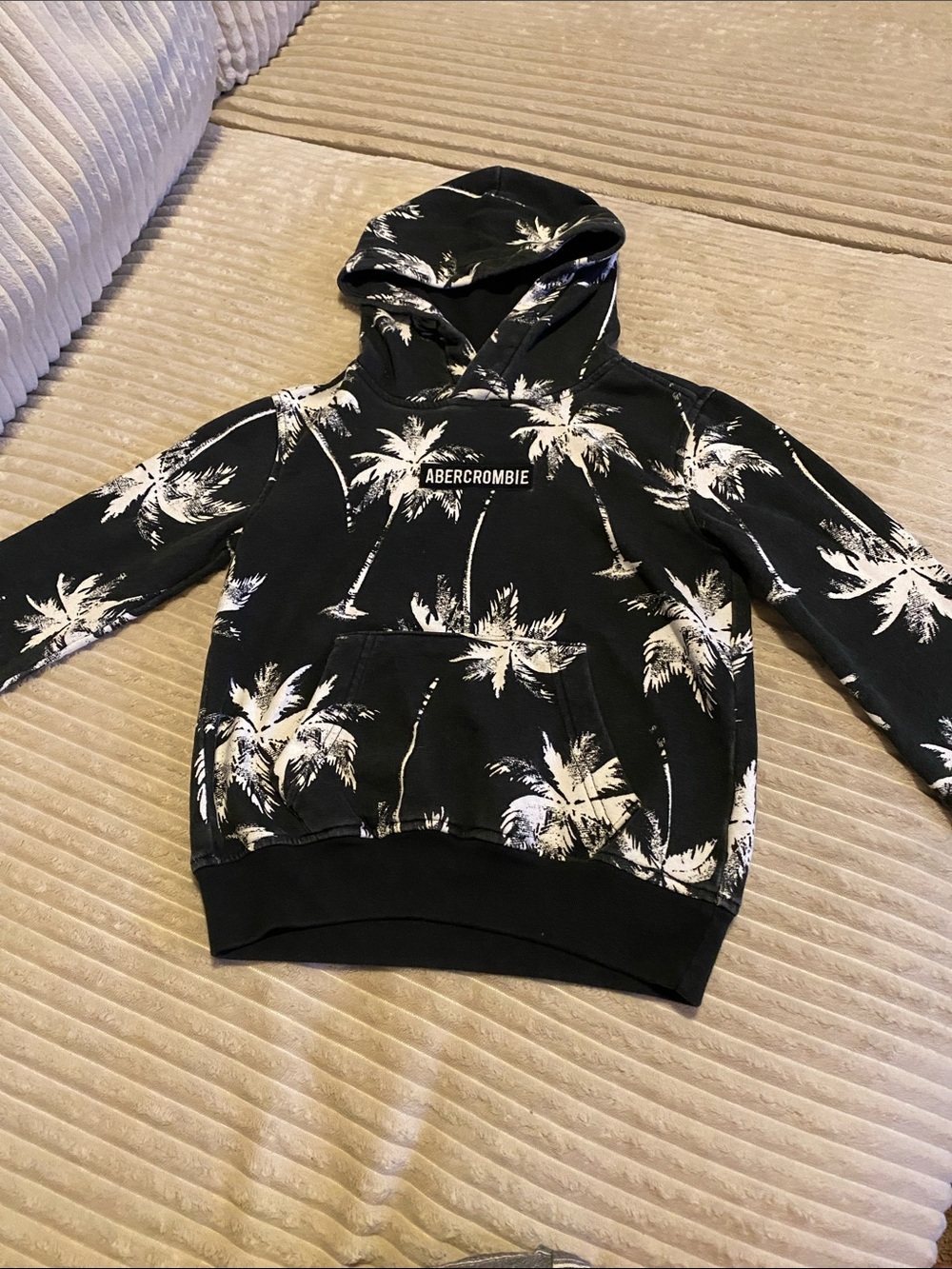 Kids Abercrombie & Fitch Black Hoodie with White Palm Print
